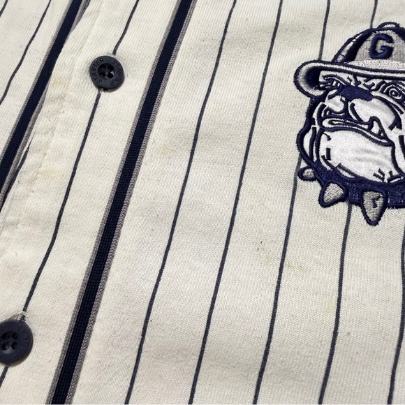 Vintage Starter Georgetown Hoyas Pinstripe Cotton Baseball Jersey Mens Large 90s - Picture 7 of 13